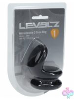 Wide double O dual-loop black silicone cock ring by Shots Toys shown against clean white background