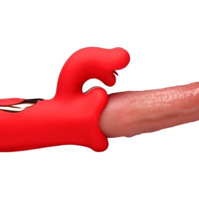 licking tongue vibrator Lickgasm Deep Licker by XR Brands in red silicone