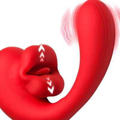 Kissing G-Spot Vibrator Lickgasm G-Kiss by XR Brands in red silicone