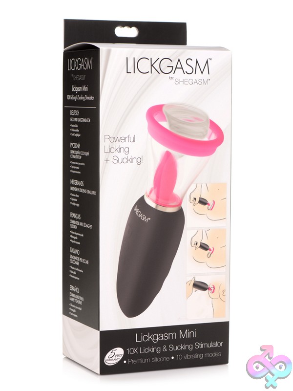 Discreet-Toys-Lickgasm-Mini-10X-Silicone-Licking-And-Sucking-Stimulator-Nu-Xr-Ag797 Pink Silicone Licking And Sucking Clitoral Stimulator With Two Interchangeable Suction Cups