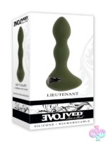 Tapered green vibrating anal plug with textured shaft and egg-shaped base by Evolved Novelties