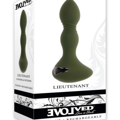 Tapered green vibrating anal plug with textured shaft and egg-shaped base by Evolved Novelties