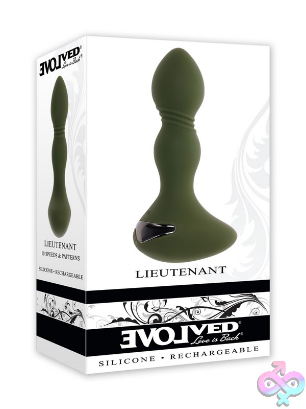 Discreet-Toys-Lieutenant-Nu-En-Rs-4882-2 Tapered Green Vibrating Anal Plug With Textured Shaft And Egg-Shaped Base By Evolved Novelties