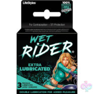 Lifestyle Condoms Sex Toys - Wet Rider - Extra Lubricated Condoms - 3 Pack