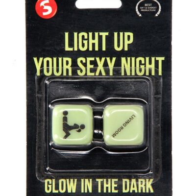 Glow in the dark yellow couples dice set by Shots Toys