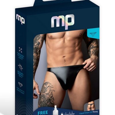 Contoured black open-back thong in L/XL by Male Power