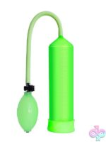 Lit Glow Pump clear cylinder manual pump in green by Our Erotic Journey