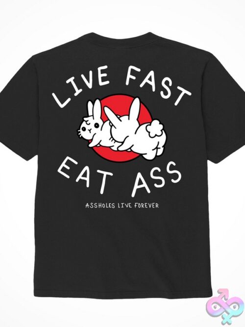Bold Cheeky Graphic Statement Tee In Black Cotton By Assholes Live Forever