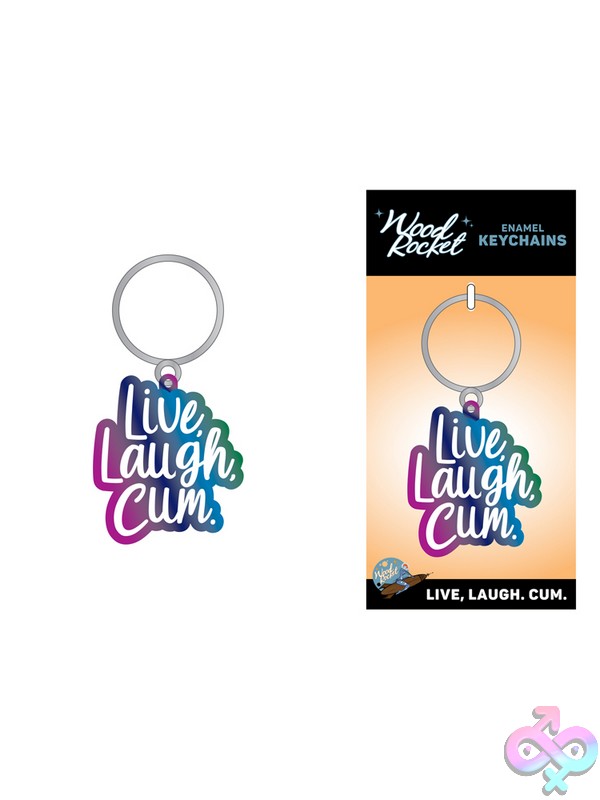 Discreet-Toys-Live-Laugh-Cum-Key-Chain-Nu-Key-024 Multicolor Rainbow Enamel Keychain With Humorous Adult Phrase By Wood Rocket