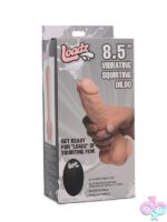 8.5-inch beige squirting vibrating dildo with remote control by Xr Loadz