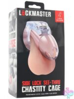 Crystal-clear 3.5 inch side lock chastity cage in clear resin by Lockmaster