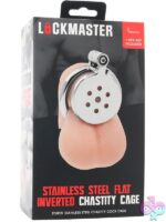 Flat inverted silver stainless steel chastity cage with allen key lock by Lockmaster