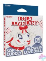 16-inch inflatable white lamb party gag gift by Hott Products standing upright
