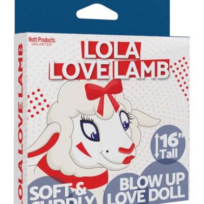 16-inch inflatable white lamb party gag gift by Hott Products standing upright