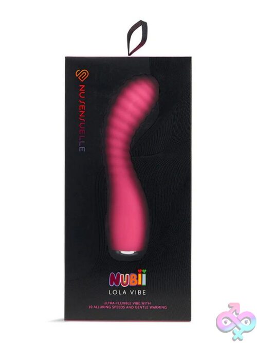 Lola Nubii Flexible Warming G-Spot Vibe In Pink Silicone On A Soft Neutral Background