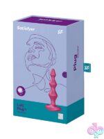 Conical textured anal vibrator plug in purple silicone by Satisfyer