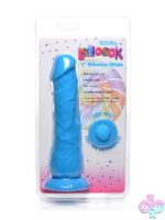 Slim berry blue 7-inch silicone dildo with suction cup base by Curve Novelties