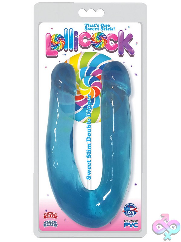 Discreet-Toys-Lollicock-Sweet-Slim-Double-Dipper-Berry-Nu-Cn-14-0526-46 Slim Tapered U-Shape Double Dipper Toy In Blue By Curve Novelties