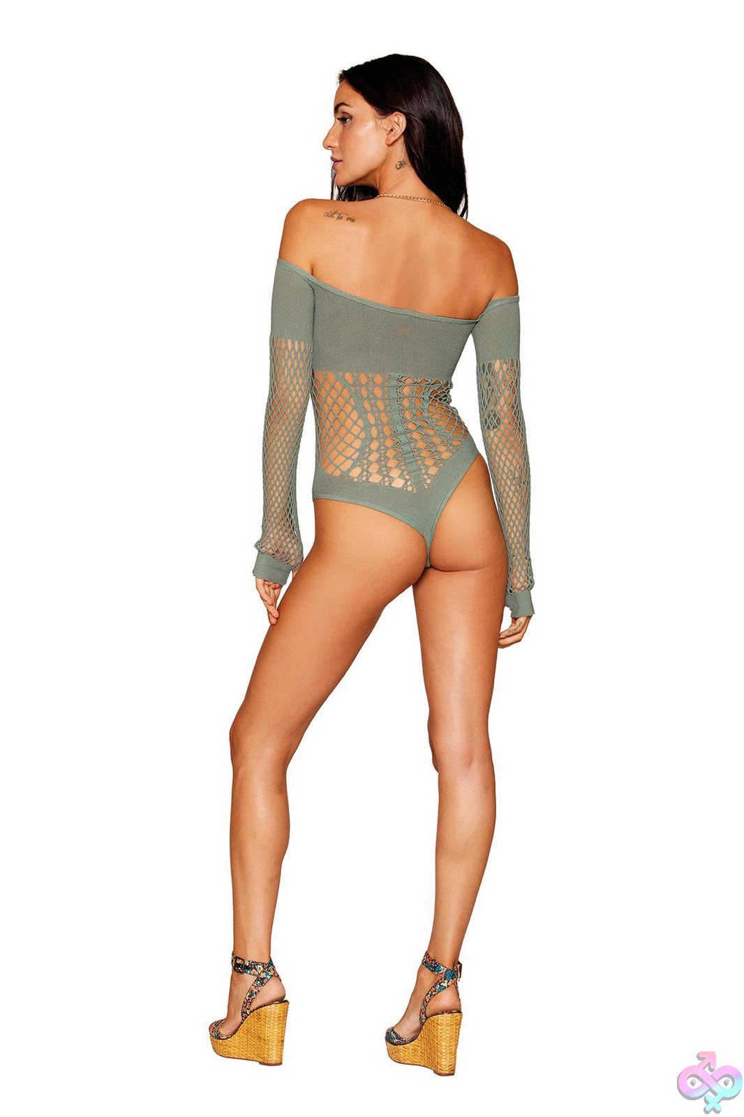 Discreet-Toys-Long-Sleeve-Teddy-One-Size-Sage-Dg-13269Sagos Long Sleeve Teddy - One Size - Sage - Image 1