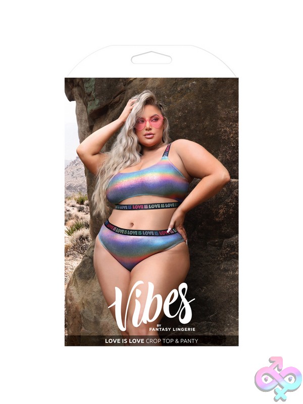 Discreet-Toys-Love-Is-Love-Crop-Top-Panty-Queen-Size-Nu-Af972-Qs-B Holographic Rainbow Crop Top And Matching Panty Lingerie Set By Fantasy Lingerie In Queen Size