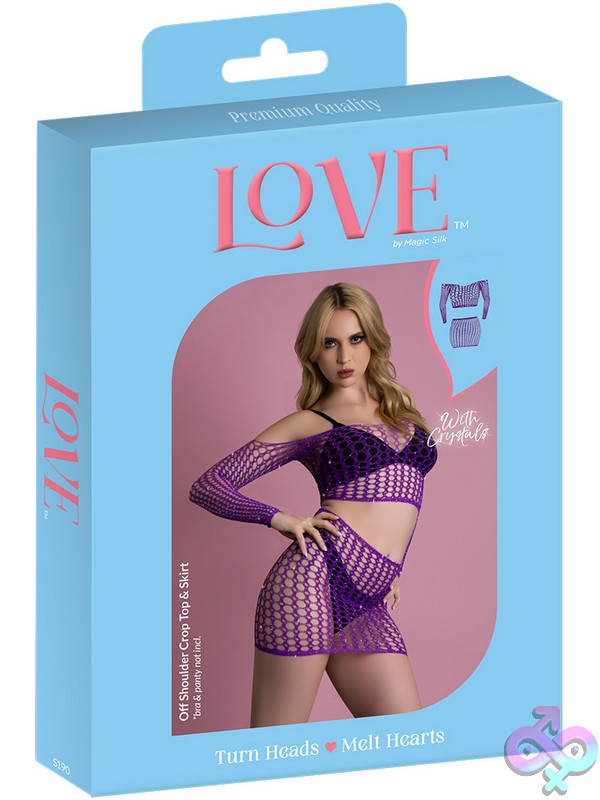 Discreet-Toys-Love-Rhinestone-Crystal-Off-Shoulder-Crop-Top-Skirt-Violet-One-Size-Nu-S190Vio1Sz Violet Rhinestone Off-Shoulder Crop Top And Mini Skirt Two-Piece Set By Magic Silk