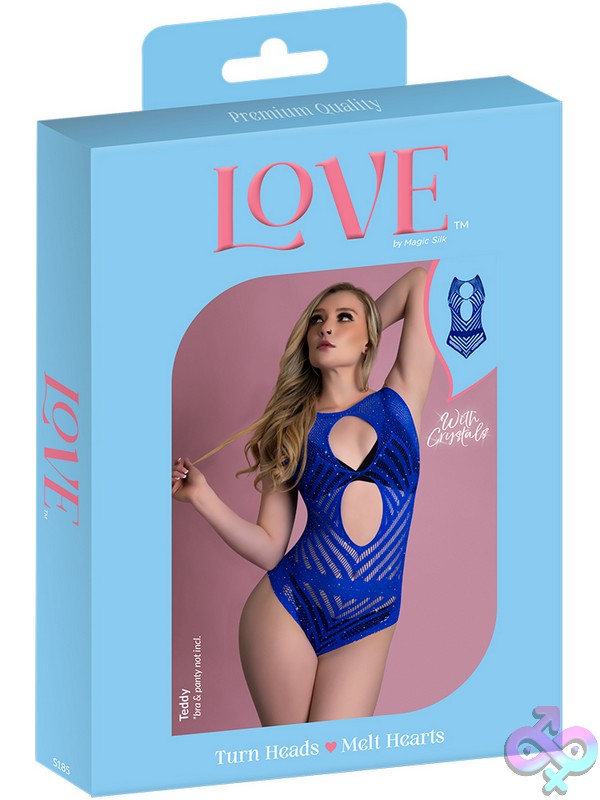 Discreet-Toys-Love-Rhinestone-Crystal-Seamless-Teddy-Blue-One-Size-Nu-S185Blu1Sz Blue Rhinestone Crystal Seamless Teddy With Keyhole Cutouts By Magic Silk