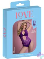 Violet seamless rhinestone keyhole teddy with sparkling crystal detail by Magic Silk