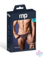 Male Power Love Star men's thong with metal ring waistband detail in blue