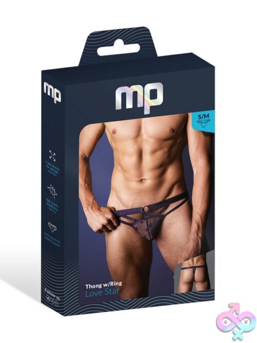Male Power Love Star Men'S Thong With Metal Ring Waistband Detail In Blue