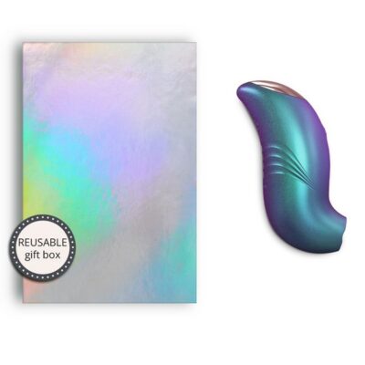 Iridescent turquoise flapping clitoral stimulator with backlit screen by Love To Love