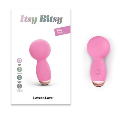 Itsy Bitsy pink mini wand vibrator with squishy silicone head by Love To Love