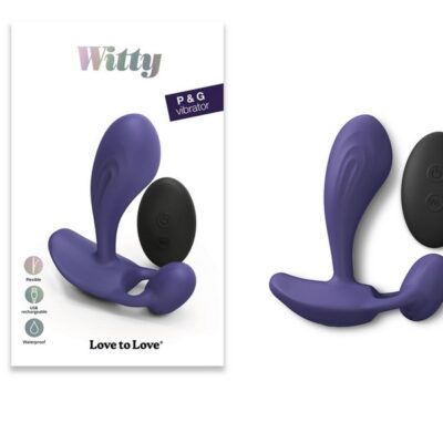 Curved dual-stimulation silicone vibrating massager in midnight indigo by Love To Love