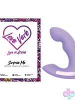 Sleek purple dual-motor prostate vibrator with finger-like massage motion by Love Verb