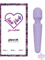 Love Verb Undress Me Massage Wand in purple with ergonomic handle and 7 vibration patterns by Love Verb