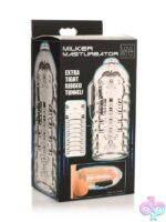 Clear textured TPE masturbator stroker with ribbed interior tunnel by Lovebotz