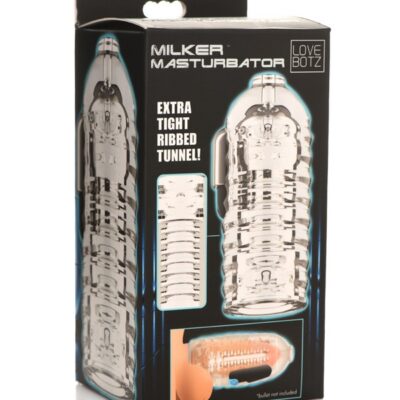 Clear textured TPE masturbator stroker with ribbed interior tunnel by Lovebotz