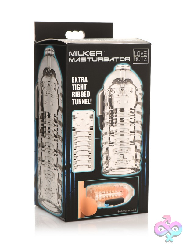 Discreet-Toys-Lovebotz-Milker-Tpe-Masturbator-Nu-Xr-Ah017 Clear Textured Tpe Masturbator Stroker With Ribbed Interior Tunnel By Lovebotz