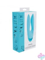 Loveline Amour dual motor bunny ear vibrator in pink and blue body-safe silicone