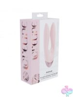 Loveline Amour dual motor bunny ear vibrator in pink and blue body-safe silicone