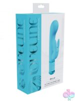 Loveline Belle rabbit vibe in pink and blue showing light-up base and silicone design