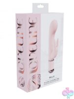 Loveline Belle rabbit vibe in pink and blue showing light-up base and silicone design