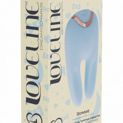Loveline Bonnie double-ended rabbit vibrator with dual clitoral stimulators in blue and purple