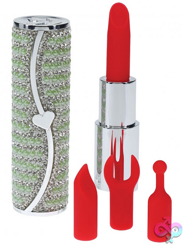 Discreet-Toys-Loveline-Candy-Lipstick-Vibrator-Green-Nu-St-Lovu097Grn Green Candy Lipstick Vibrator With Interchangeable Silicone Heads And Chic Case By Shots Toys