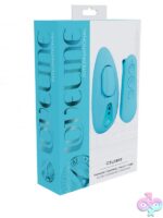 Loveline Céleste remote-controlled magnetic panty vibe in pink and blue on a soft neutral background