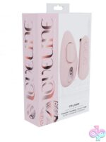 Loveline Céleste remote-controlled magnetic panty vibe in pink and blue on a soft neutral background