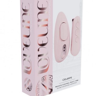 Loveline Céleste remote-controlled magnetic panty vibe in pink and blue on a soft neutral background