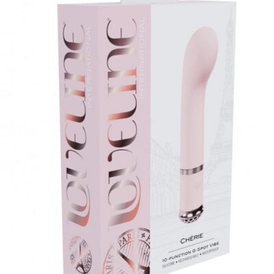Loveline Cherie G-spot vibe in pink and blue silicone on soft white background