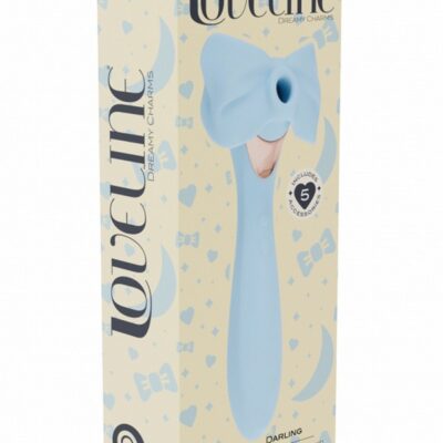 Loveline Darling scepter-style air pulse clitoral vibrator in blue silicone with interchangeable heads by Shots Toys