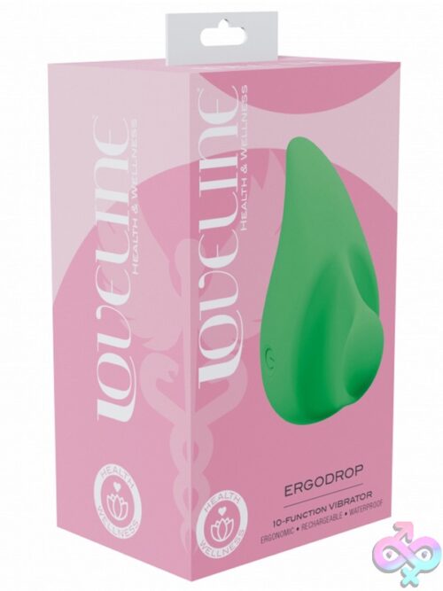 Loveline Ergodrop Flat Vibrator In Three Colors — Blue, Green, And Orange — Shown From Above On A Soft Neutral Background