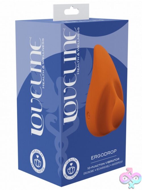 Loveline Ergodrop Flat Vibrator In Three Colors — Blue, Green, And Orange — Shown From Above On A Soft Neutral Background
